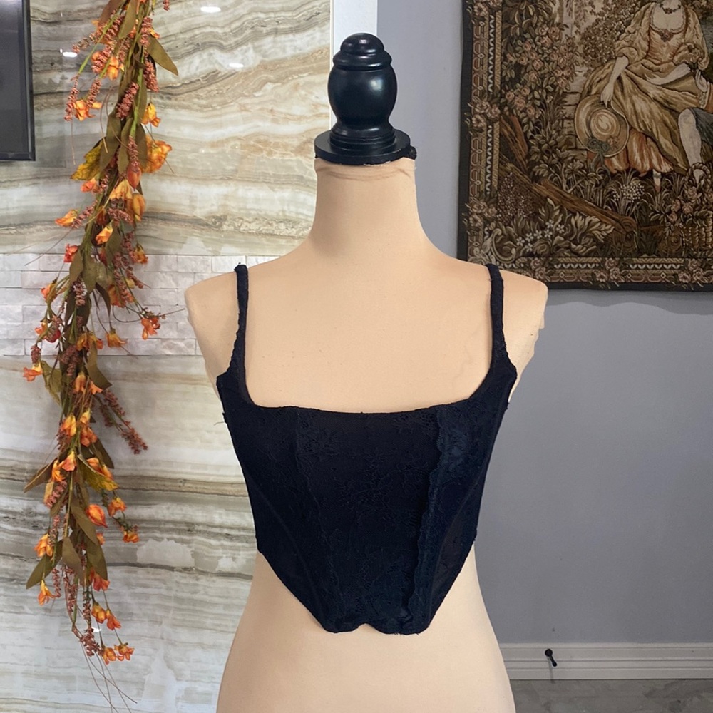 Out from under by urban outfitters black corset style crop top.